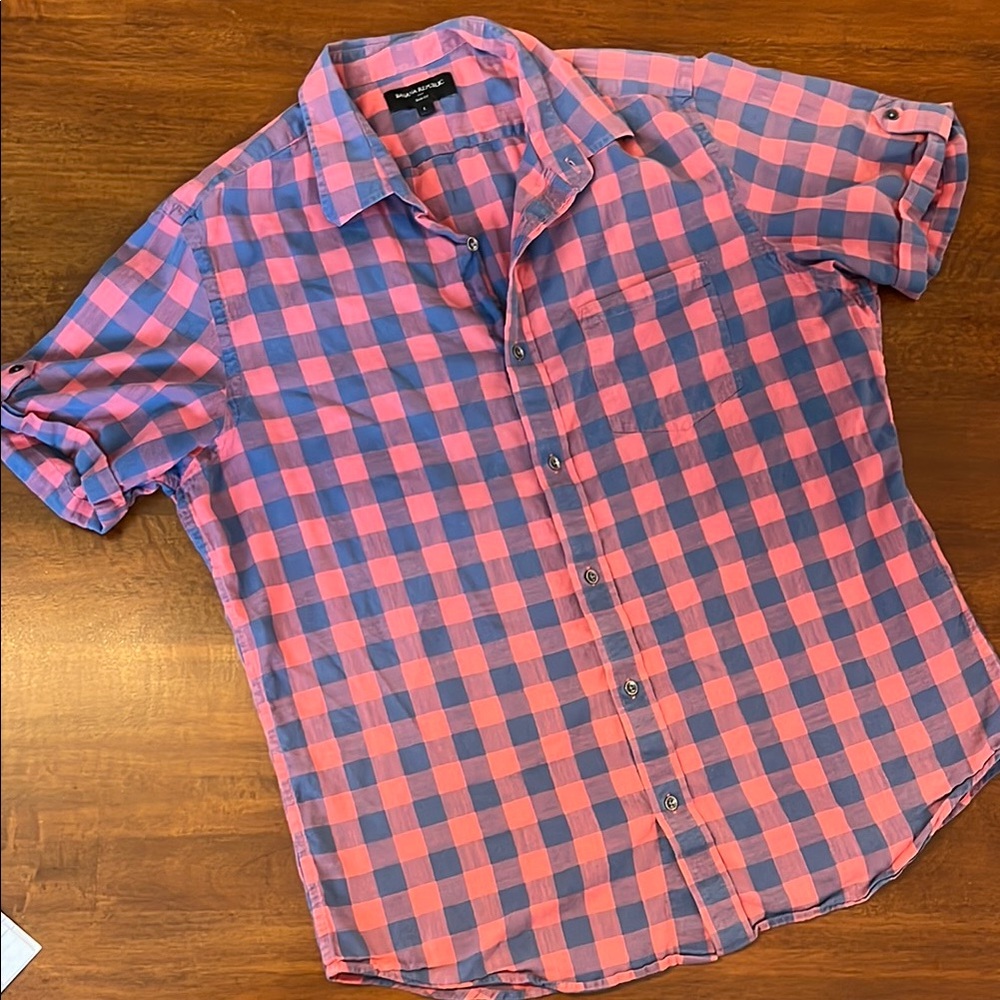 Men's Banana Republic Red and Blue Checkered Shirt